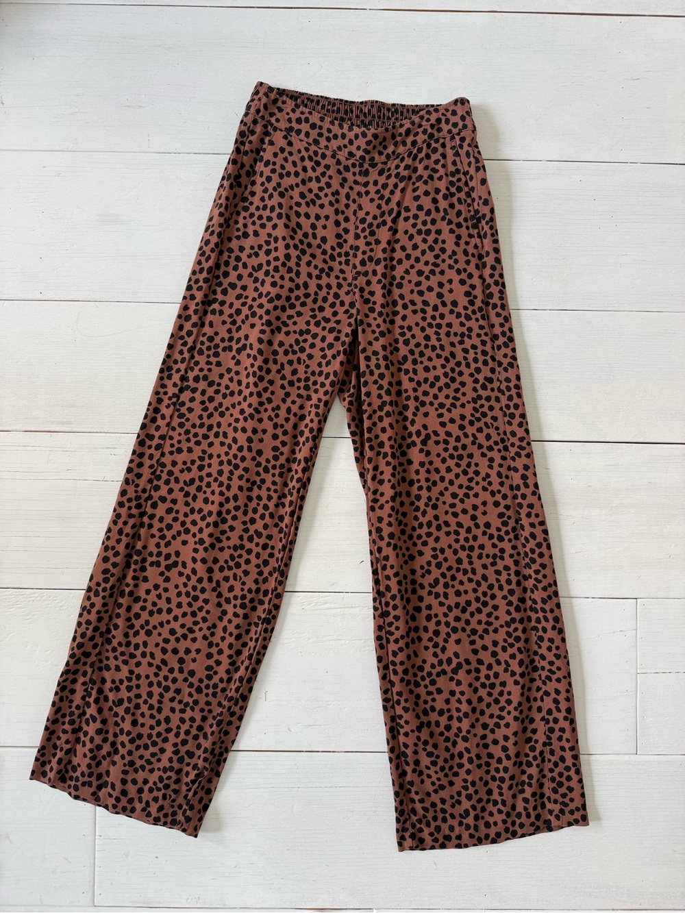 Old Navy Playa Rust Brown Leopard Print Wide Leg Pants Viscose XS